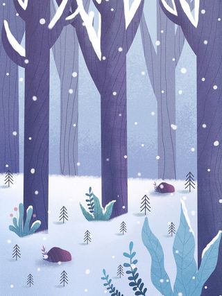 唯美小清新雪花冬天背景素材