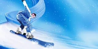 蓝色滑冰运动员冬奥会展板背景