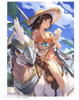 日本坐在动物上的少女动漫图片