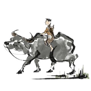 清明清明节卡通牧童骑牛