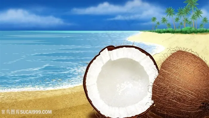 唯美素食水果椰子图片