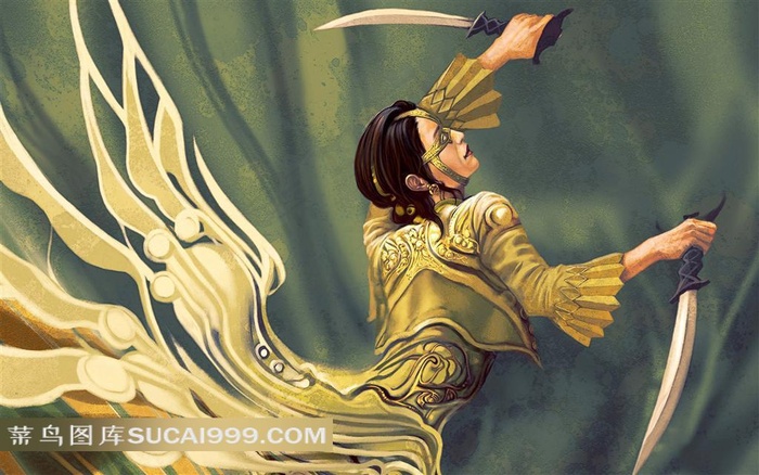 持刀性感创意美女插画