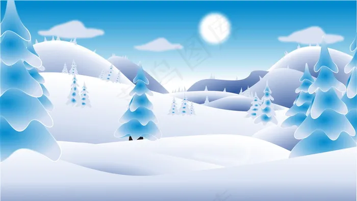卡通雪景背景图片 卡通雪景背景图片