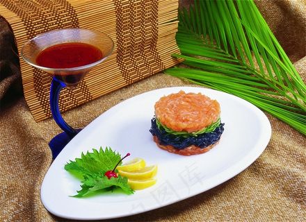 葛粉三文鱼美食素材