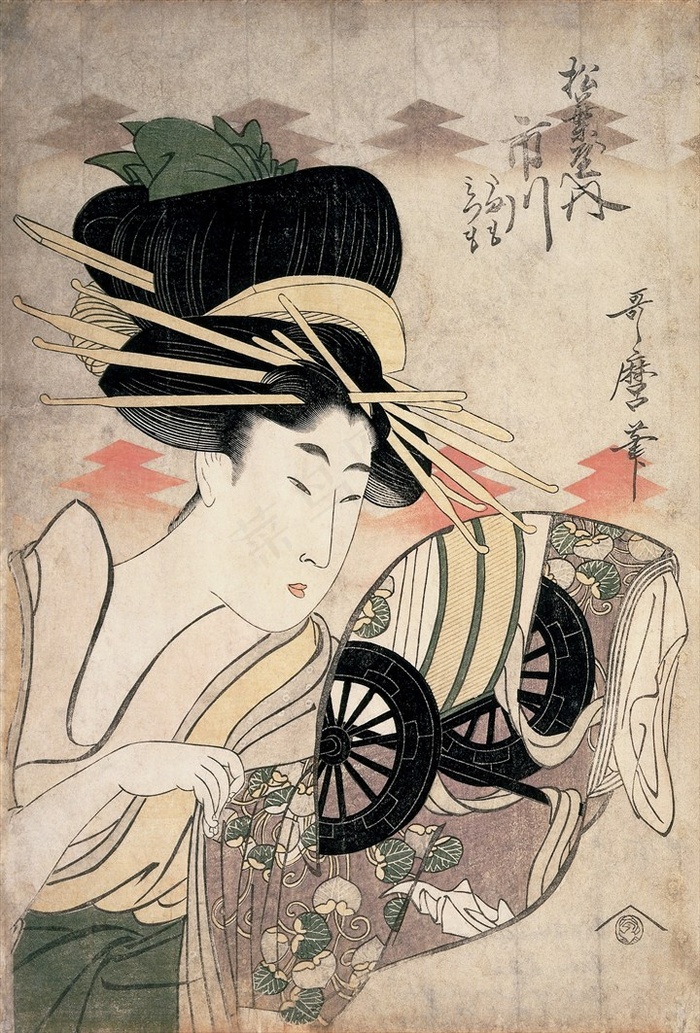 喜多川歌麿人物绘画素材