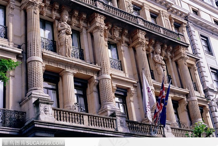 大楼雕塑窗户旗帜