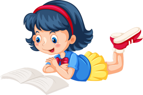 趴着读书 卡通 女孩