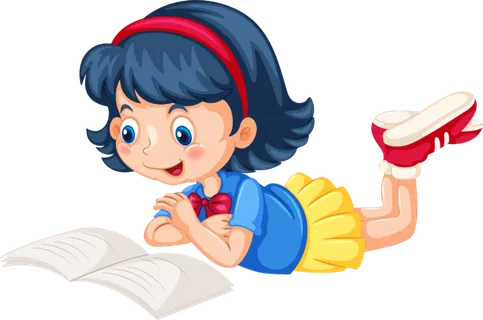 趴着读书 卡通 女孩