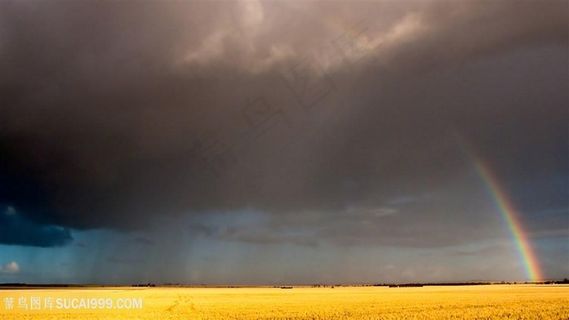 乌云彩虹风景画壁纸