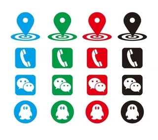 地址电话微信QQ矢量图标