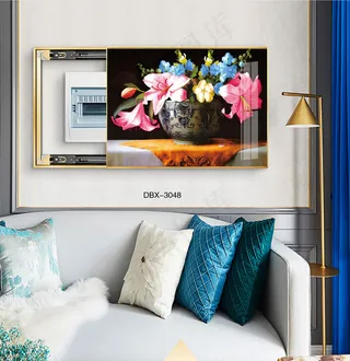 大气时尚家居室内装饰场景客厅沙发卧室床铺电表箱壁画背景图背景效果图现代