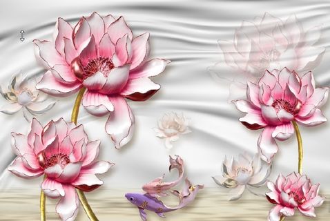 雕塑钻石荷花背景墙