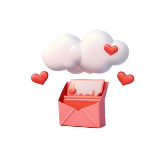 爱心白云信封情人节免抠