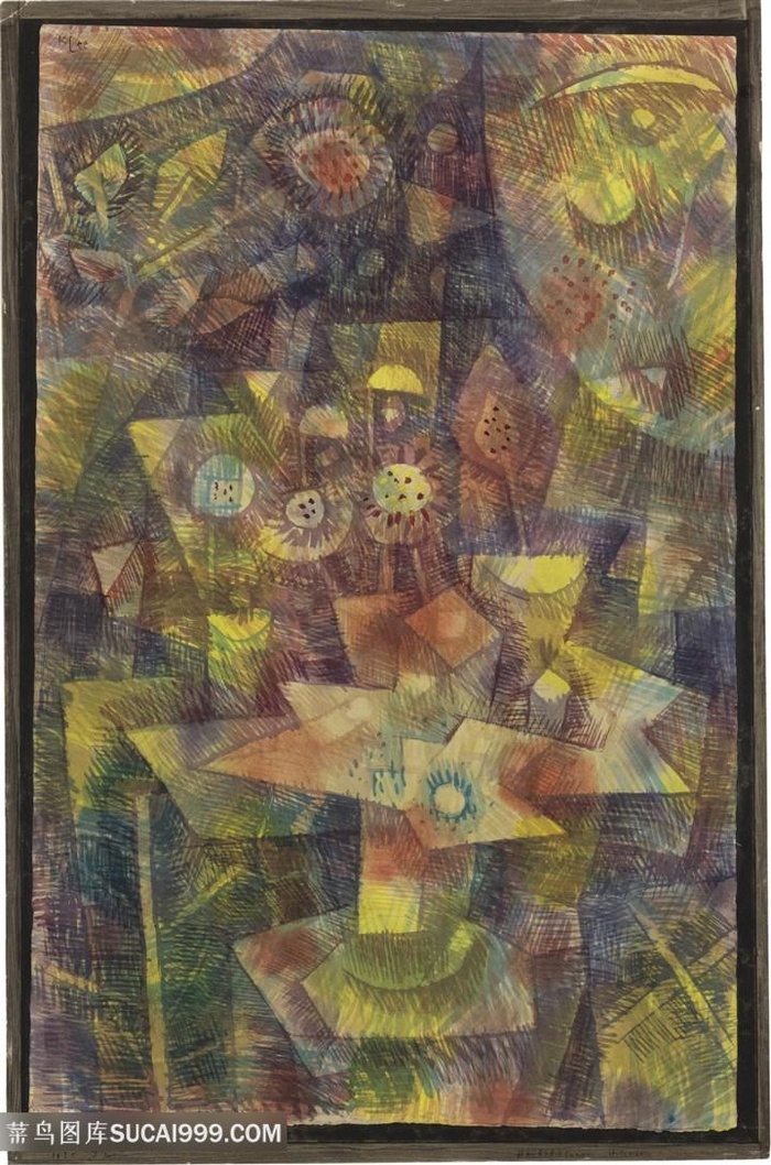 保罗克利手绘抽象水彩背景装饰画