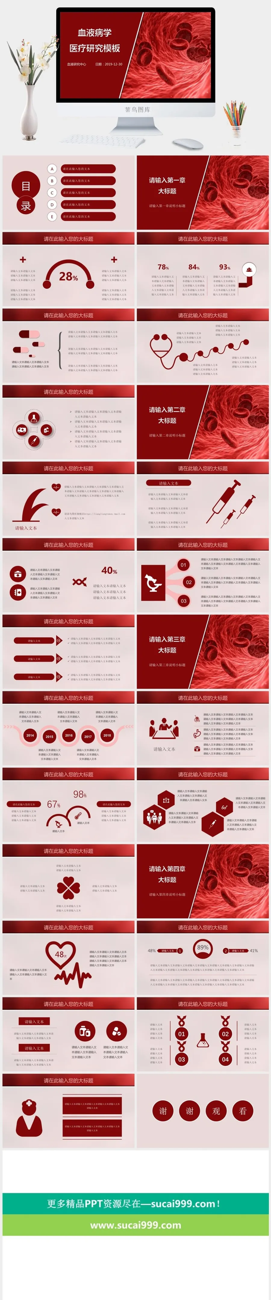 血液病学医疗研究PPT模板