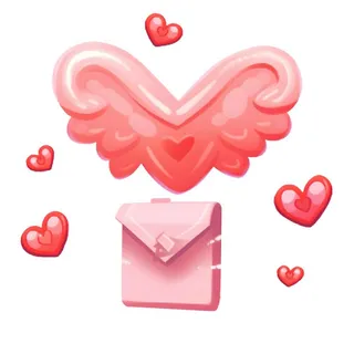 爱心白云信封情人节免抠