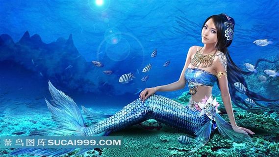 清纯可爱的美人鱼插画素材