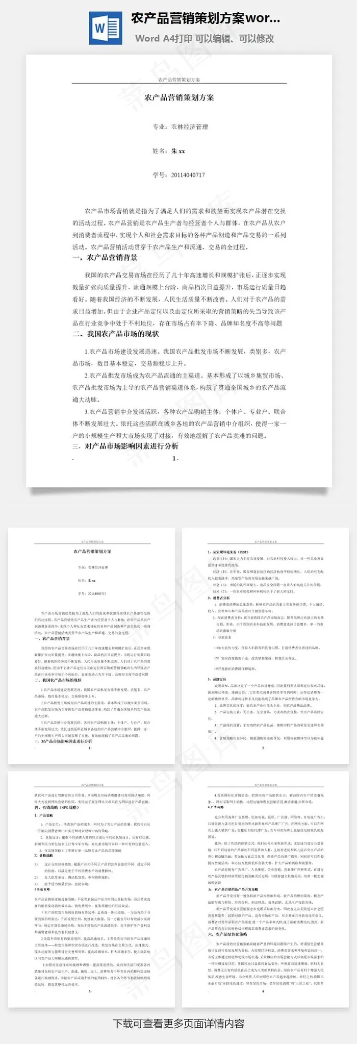 农产品营销策划方案word文档