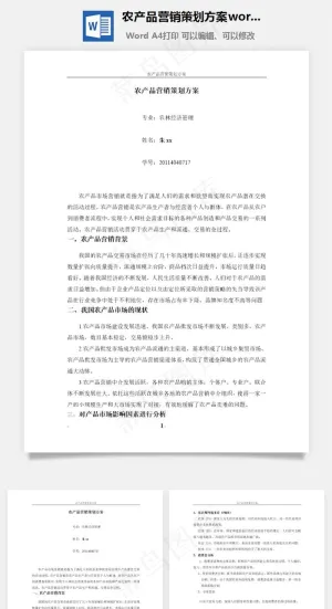 农产品营销策划方案word文档
