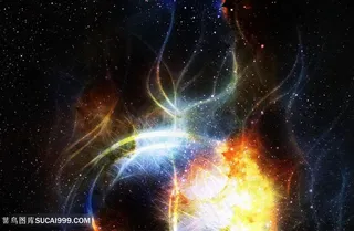 奇幻炫光彩色太阳系星系高清图