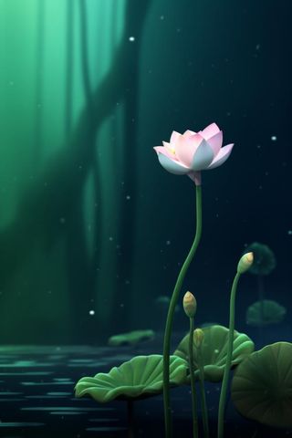 国风夜晚荷花荷叶大气背景