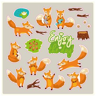 卡通动物不干胶标签贴纸