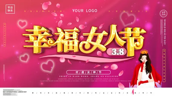 创意妇女节女神女王女生节横版海报借势购物背景展板素材设计模板