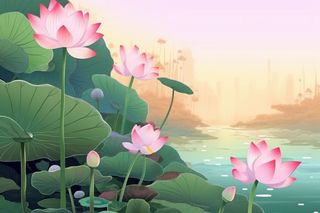 中国风清新绿色荷花荷叶背景