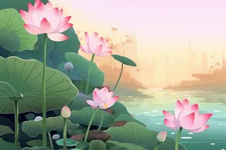 中国风清新绿色荷花荷叶背景