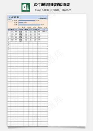应付账款管理表自动图表