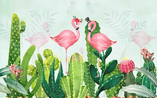 热带雨林火烈鸟背景墙