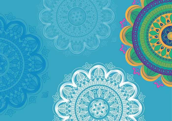 中国风古典民族风手绘曼陀罗花纹圆形插画AI矢量装饰图案PSD素材