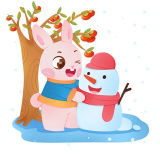 手绘2023兔年新年卡通兔子形象IP插画元素PSD设计素材png图案