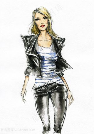 时尚潮流美女绘画高清图片
