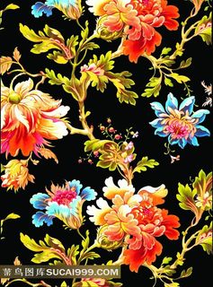 牡丹花图案刺绣