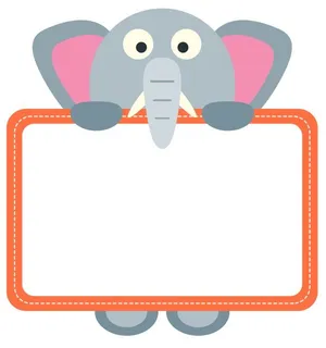 矢量卡通大象提示牌