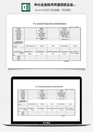 中小企业技术改造项目企业基本情况表excel模板