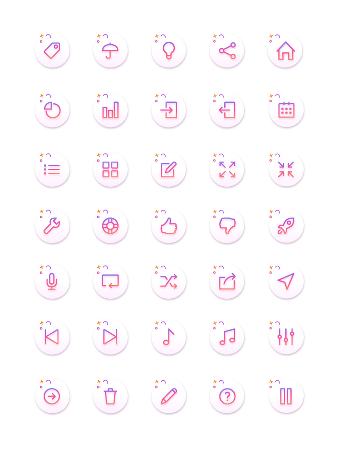 彩色icon手机线性小图标UI素材AI矢量图psd设计源文件app菜单分类