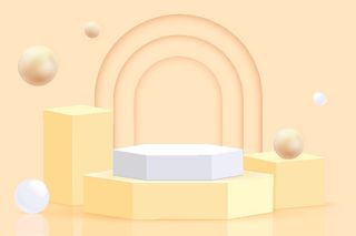 橙色电商产品展示台素材