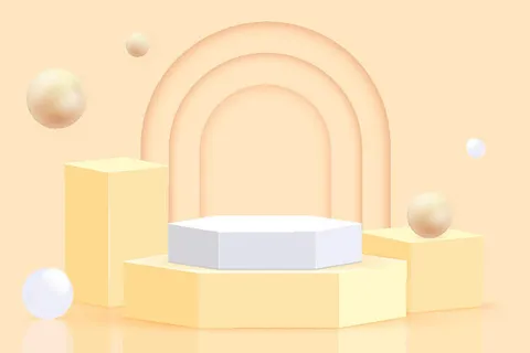 橙色电商产品展示台素材 橙色电商产品展示台素材