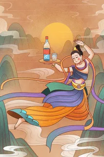 复古中国风国潮神话人物敦煌插画仙女手绘海报背景PSD设计素材 复古中国风国潮神话人物敦煌插画仙女手绘海报背景PSD设计素材