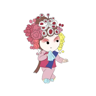 卡通京剧戏剧人物脸谱插画PNG图片 国潮中国风Q版戏剧人物PS素材