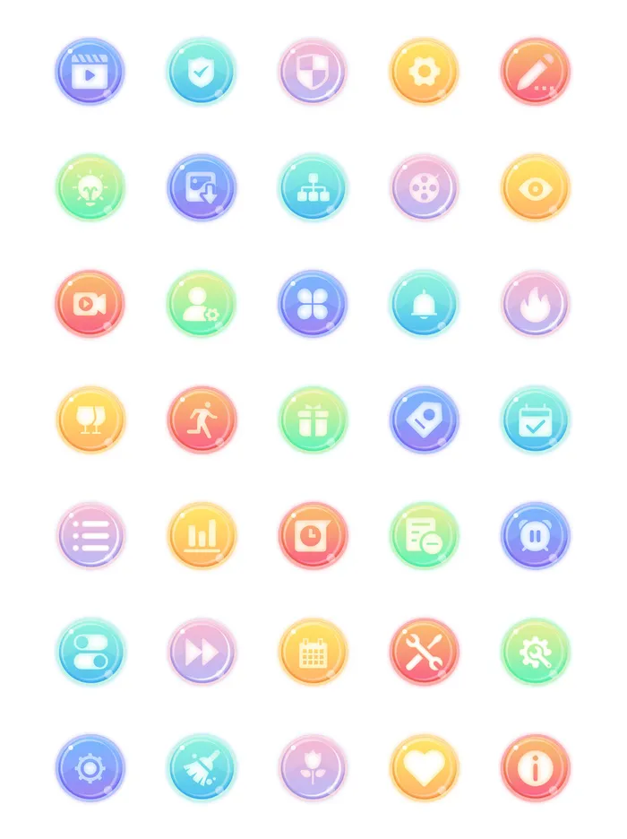 彩色icon手机线性小图标UI素材AI矢量图psd设计源文件app菜单分类