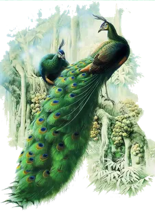 绿色孔雀卡通