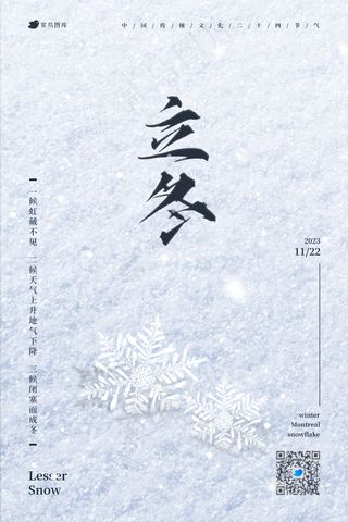 白色合成写实24节气小雪海报