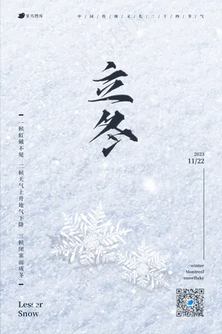 白色合成写实24节气小雪海报