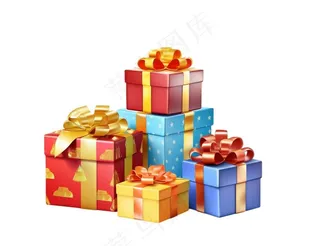 圣诞礼物礼盒卡通插画免抠