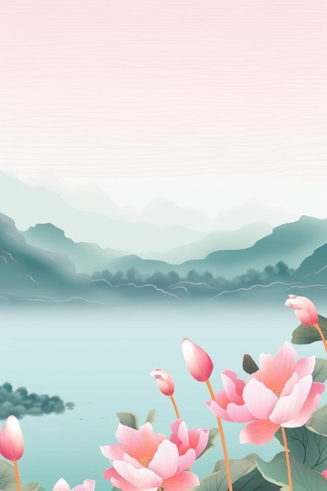 水墨山水风景国风荷花背景