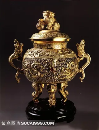 古代鎏金青铜炉子