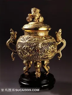 古代鎏金青铜炉子 古代鎏金青铜炉子